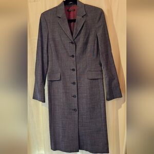 Elegant Blue Stretch Weave Women's Coat Dress